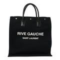Linen Calfskin Rive Gauche North South Tote Black