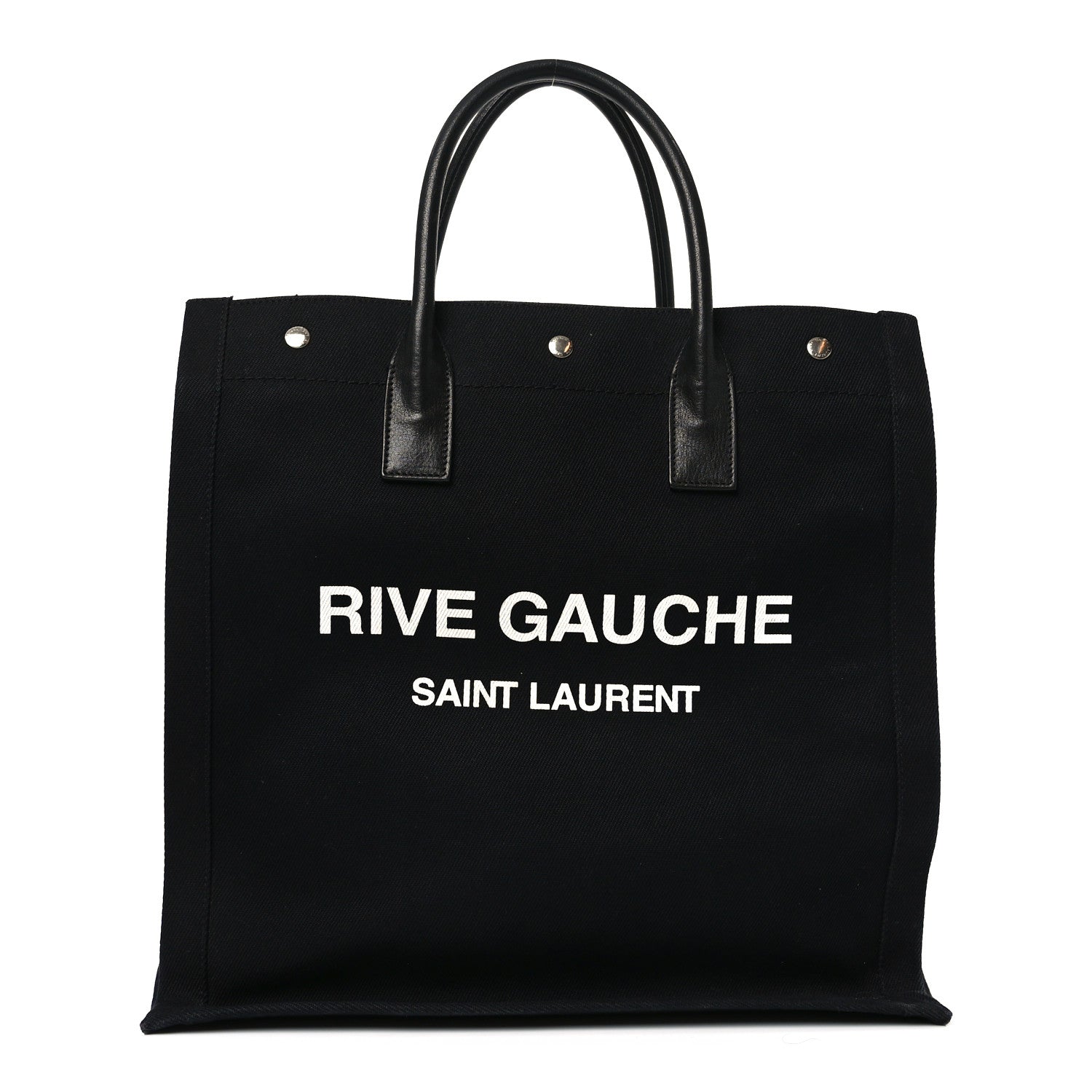 Linen Calfskin Rive Gauche North South Tote Black
