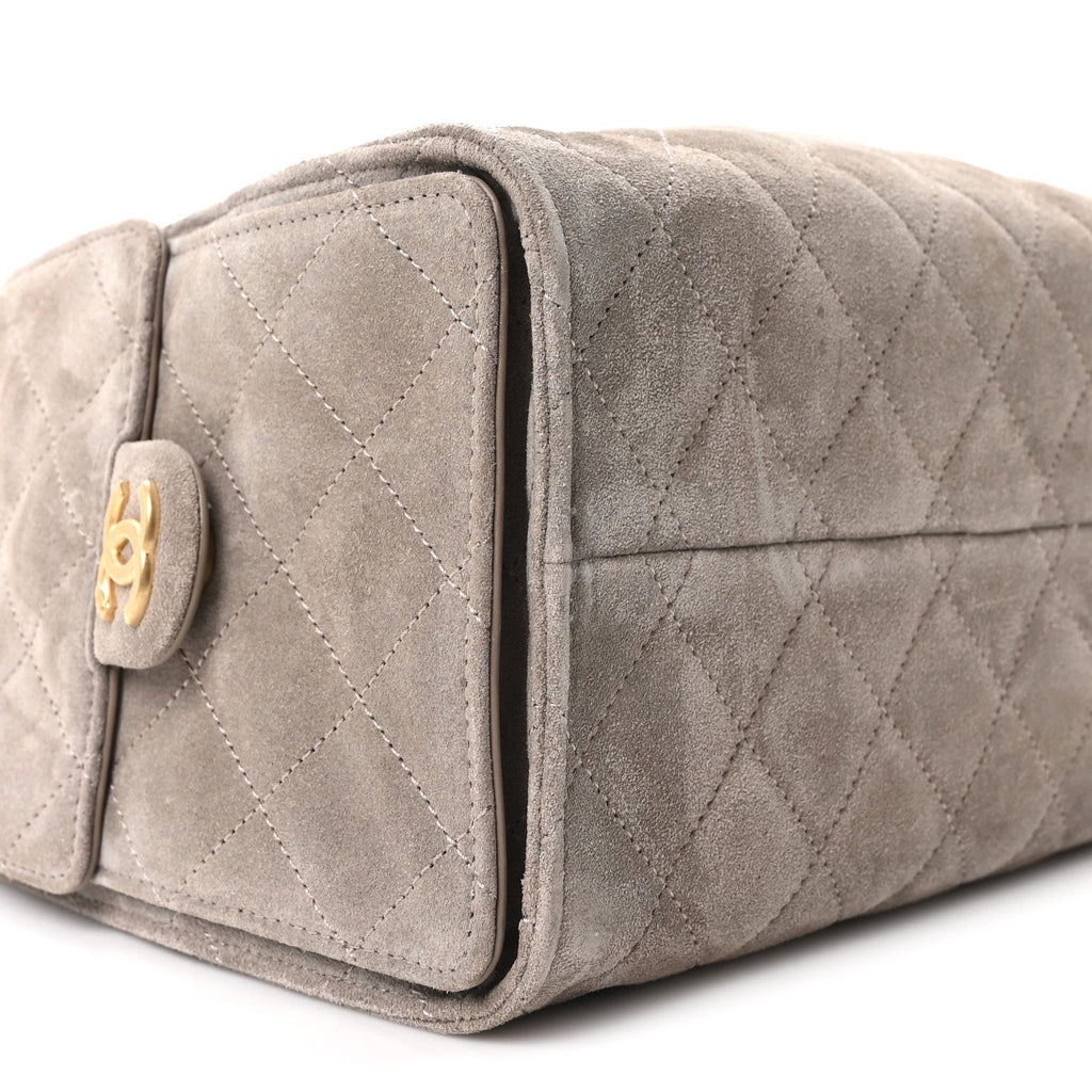 Suede Quilted Small Chanel 25 Handbag Dark Grey