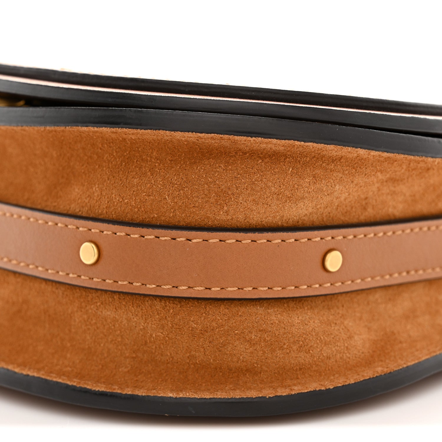 Calfskin Suede Medium Nile Bracelet Bag Caramel