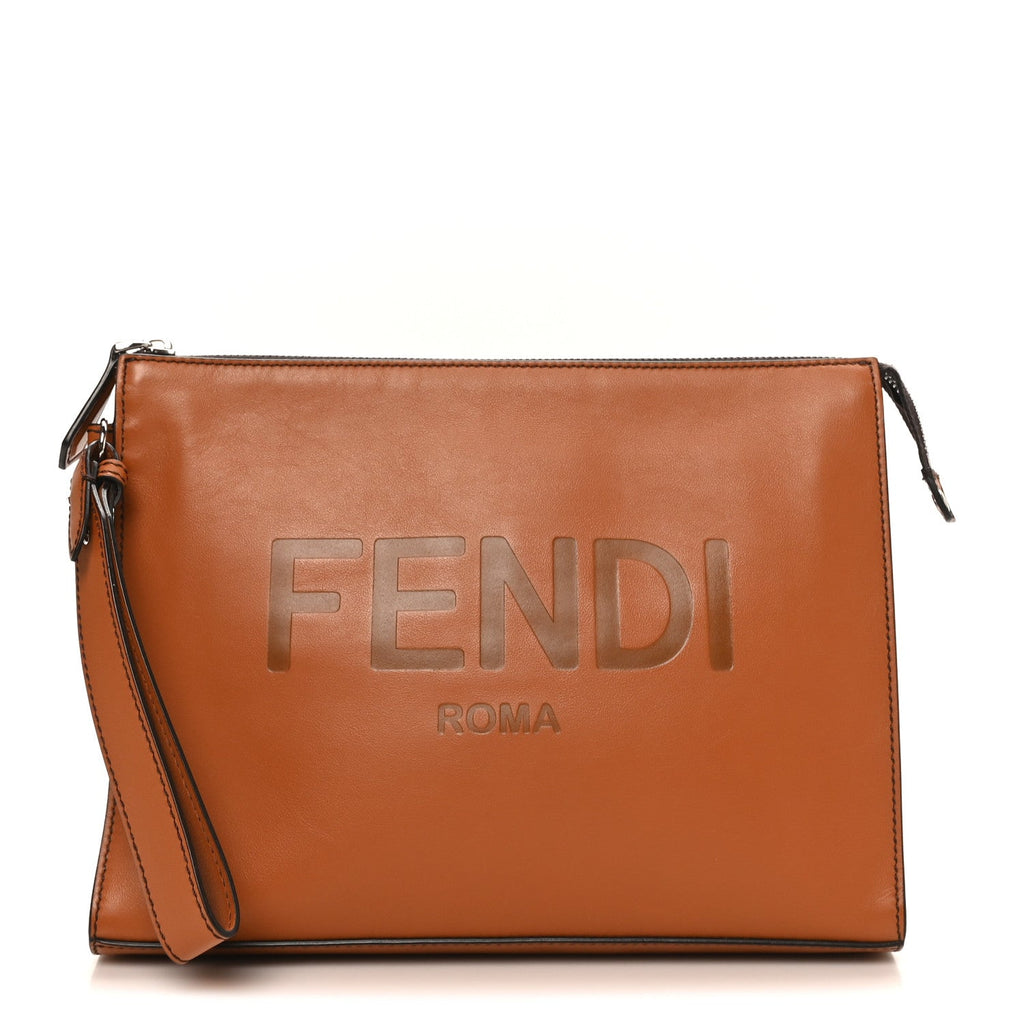 Vitello Grace Light Logo Clutch Bag Brandy