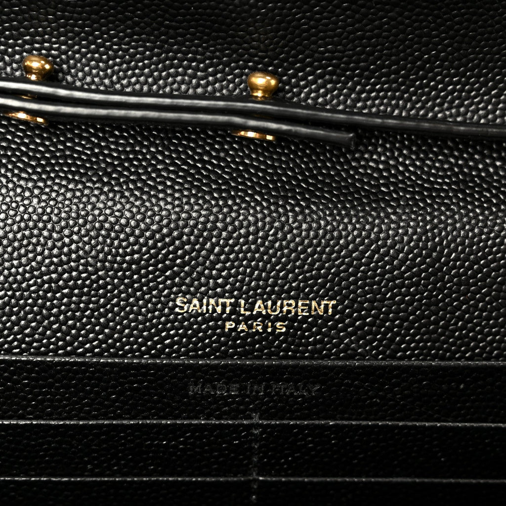 Grain De Poudre Matelasse Chevron Monogram Chain Wallet Black