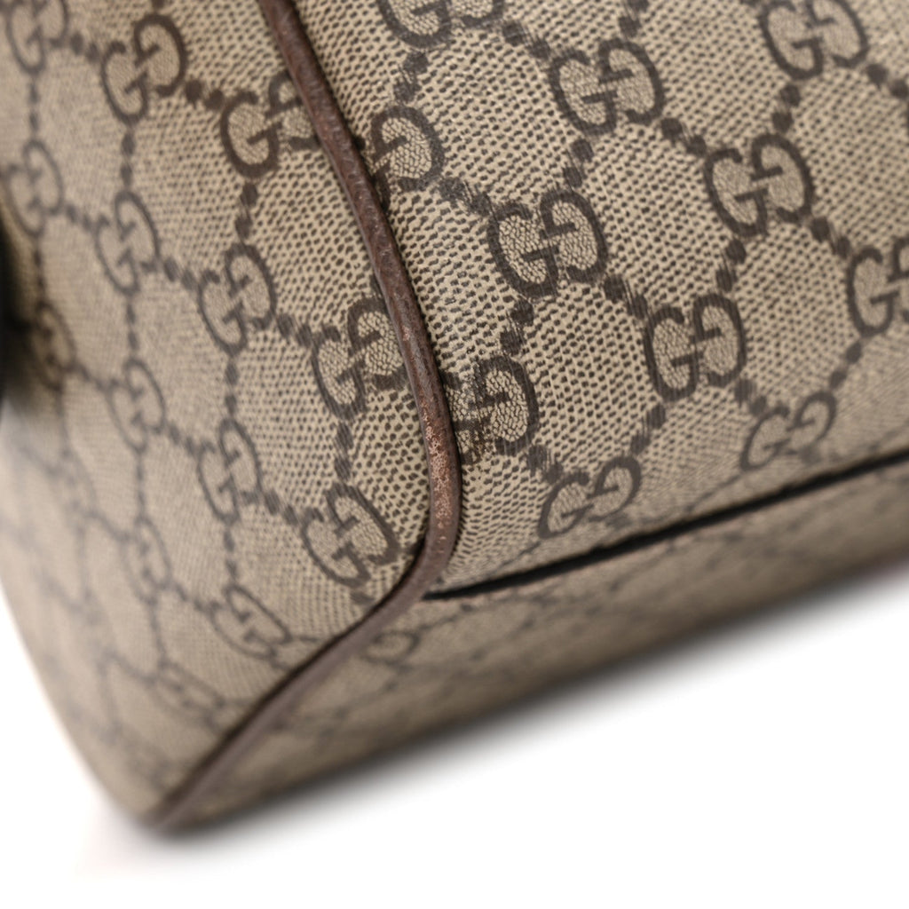 GG Supreme Monogram Web Medium Ophidia Top Handle Bag Beige Ebony
