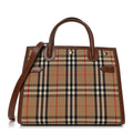 Calfskin Vintage Check Two Handle Title Bag Archive Beige