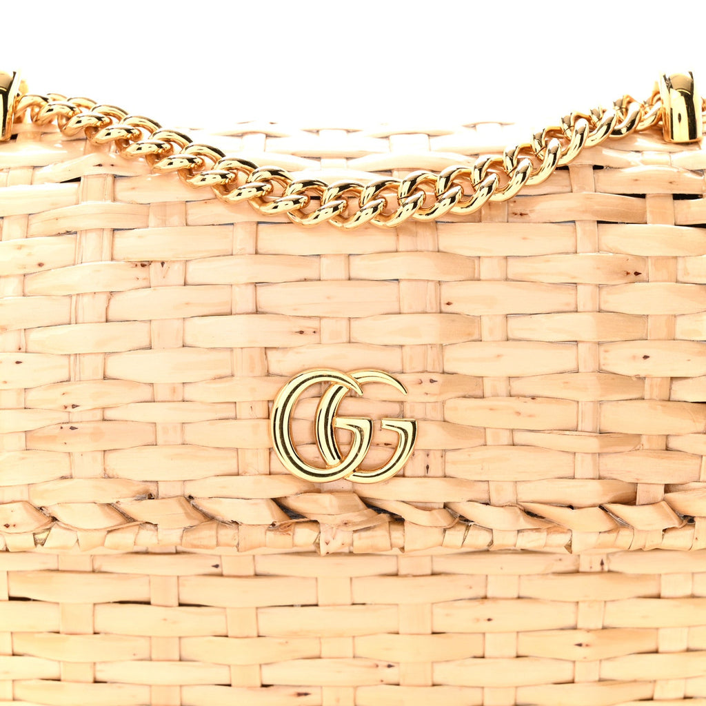 Glazed Wicker Mini Cestino Shoulder Bag Natural