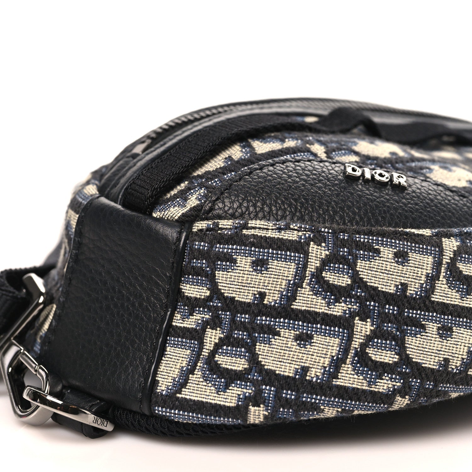 Grained Calfskin Oblique Scarab Sling Bag Blue Black