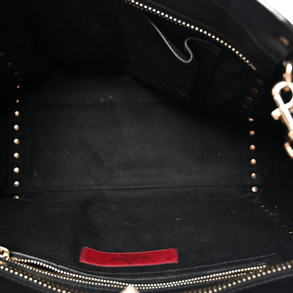 Vitello Rockstud Double Handle Tote Black