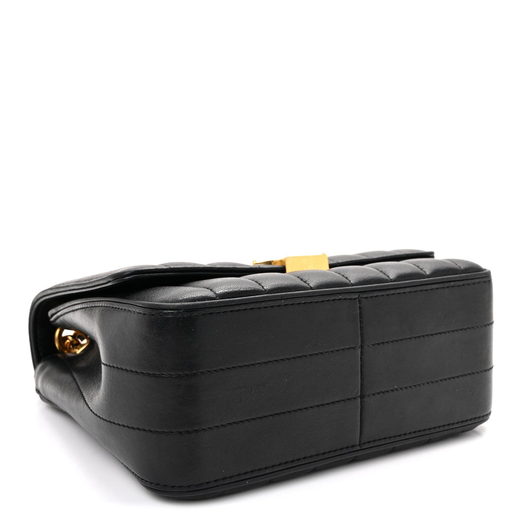 Lambskin Matelasse Monogram Medium Vicky Chain Bag Black