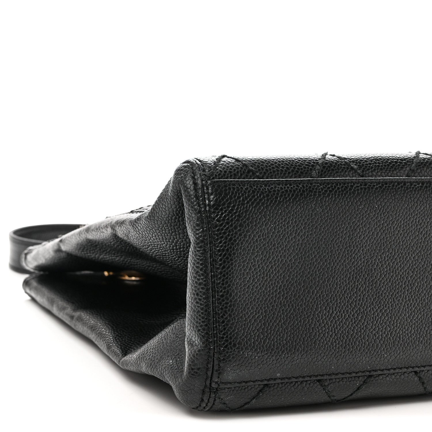Caviar Quilted Shopping Tote Black