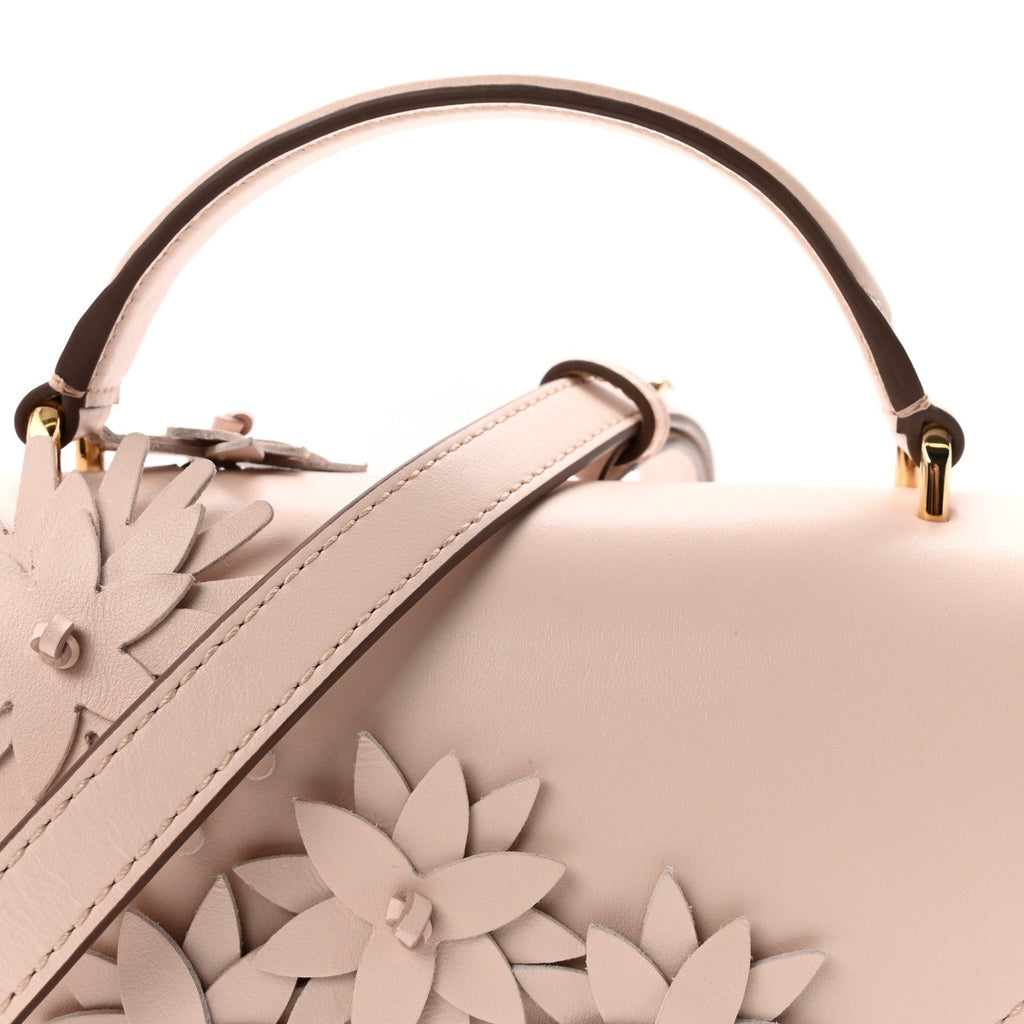 High Gloss Calfskin Flowers Lana Small Top Handle Blossom Pink