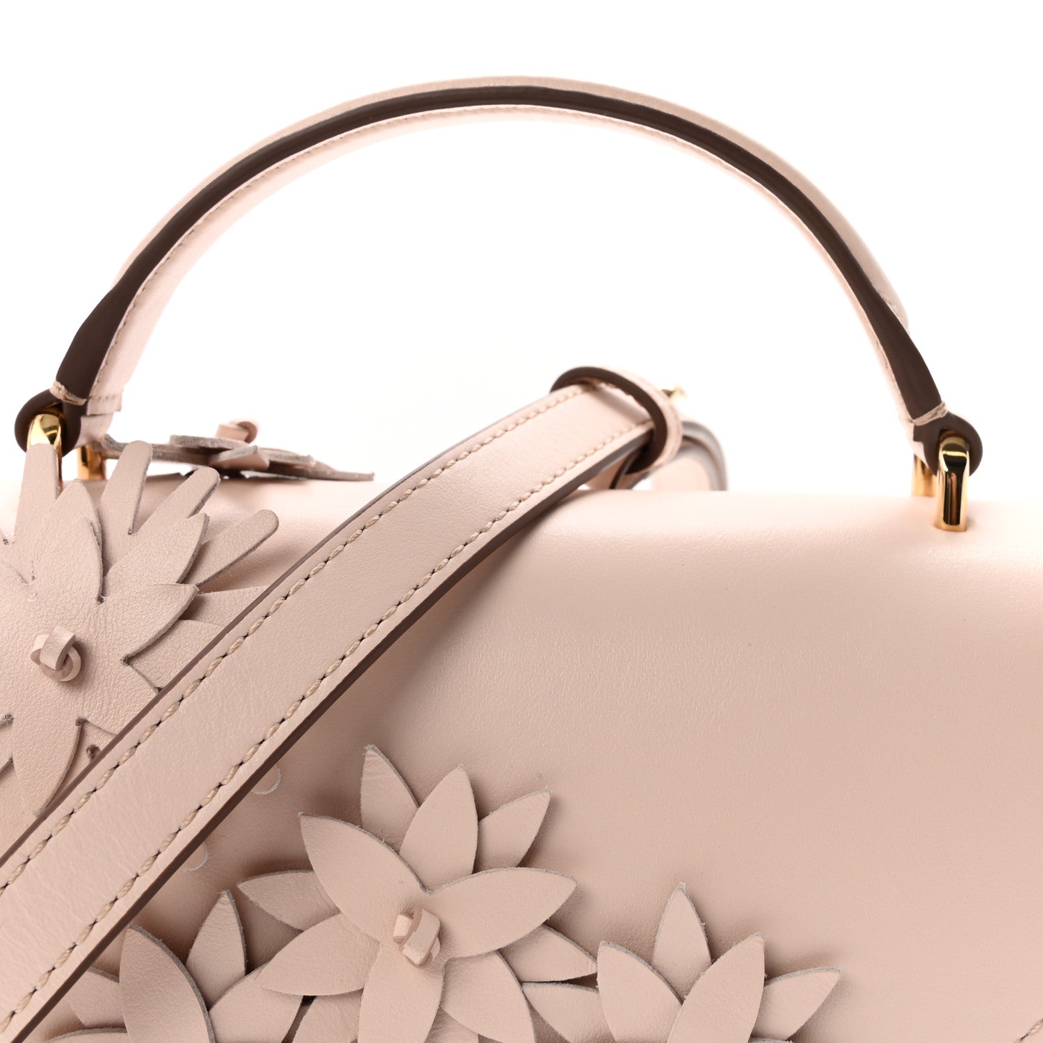High Gloss Calfskin Flowers Lana Small Top Handle Blossom Pink