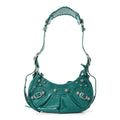 Extra Supple Calfskin Crystal Crocodile Embossed Le Cagole Shoulder Bag XS Jade