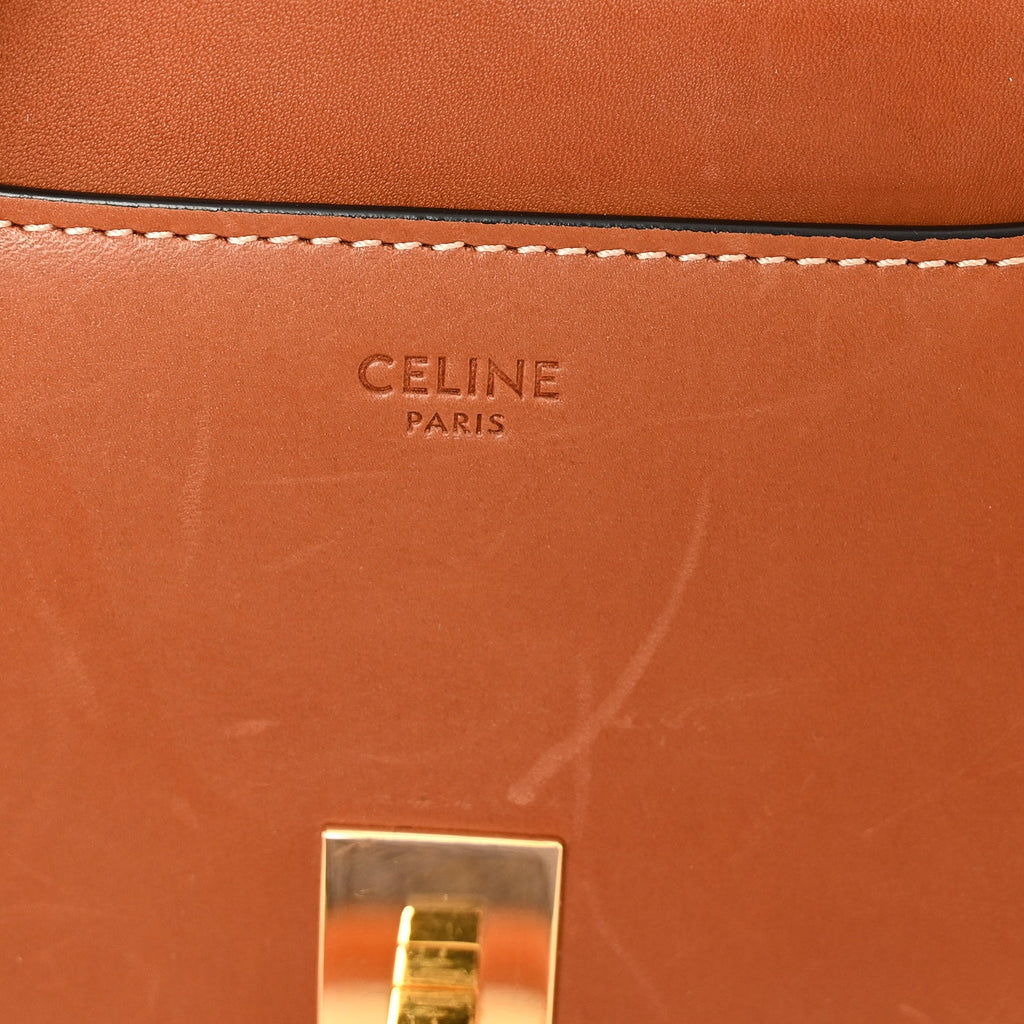 Satinated Calfskin Small 16 Top Handle Bag Tan