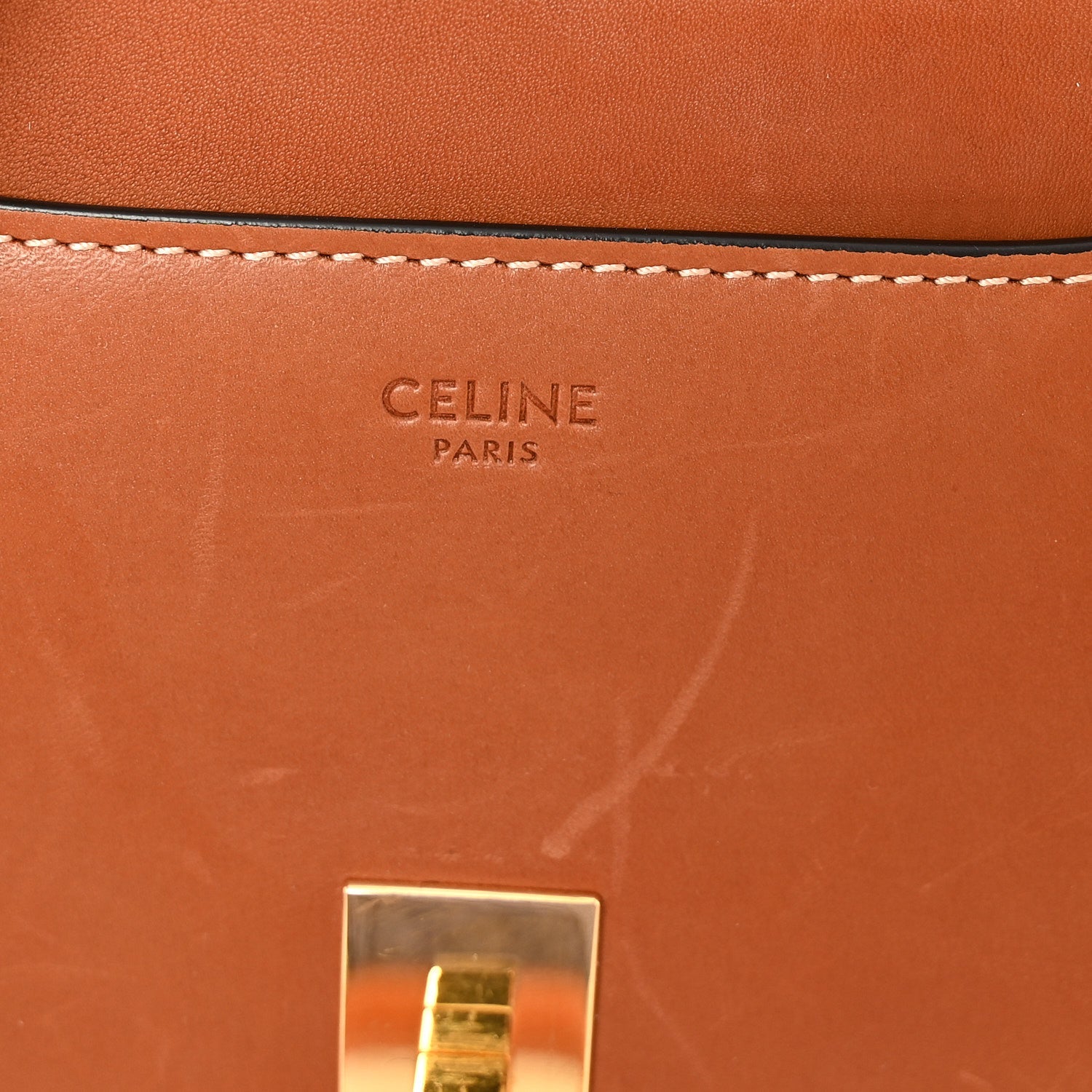 Satinated Calfskin Small 16 Top Handle Bag Tan