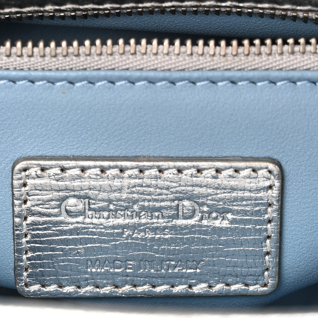 Metallic Grained Calfskin Cannage Small My ABCDior Lady Dior Silver