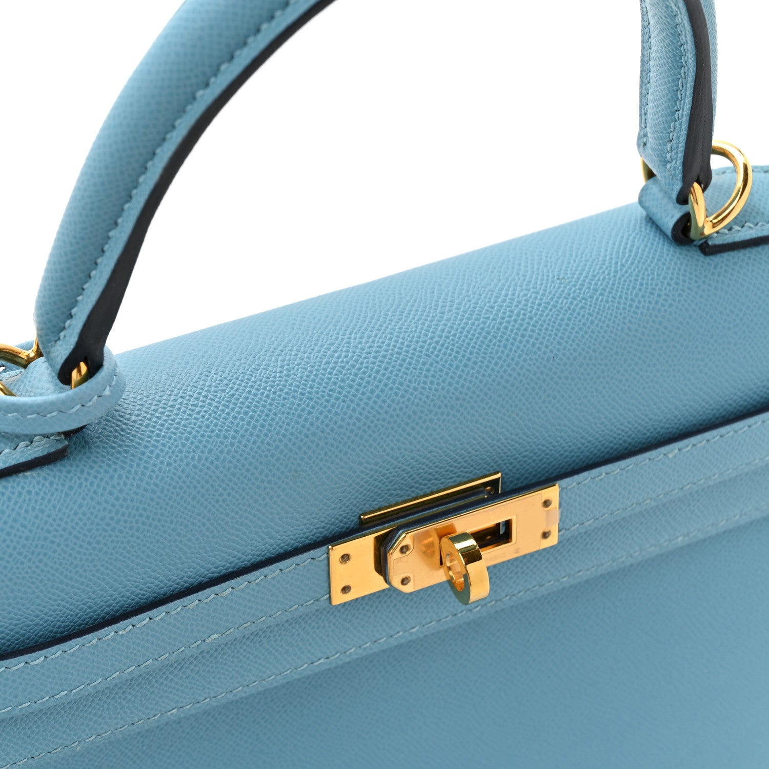 Madame Calfskin Kelly Sellier 25 Bleu Du Nord