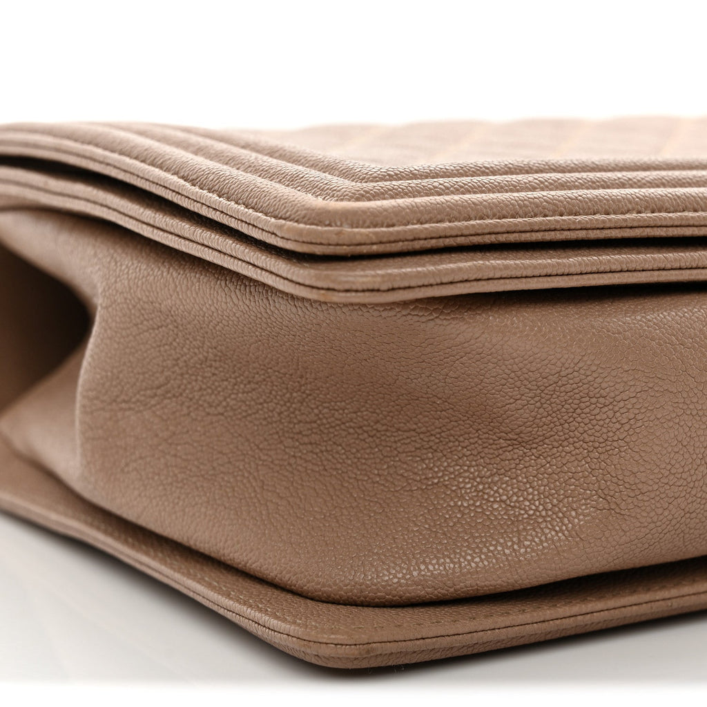 Caviar Quilted New Medium Boy Flap Dark Beige