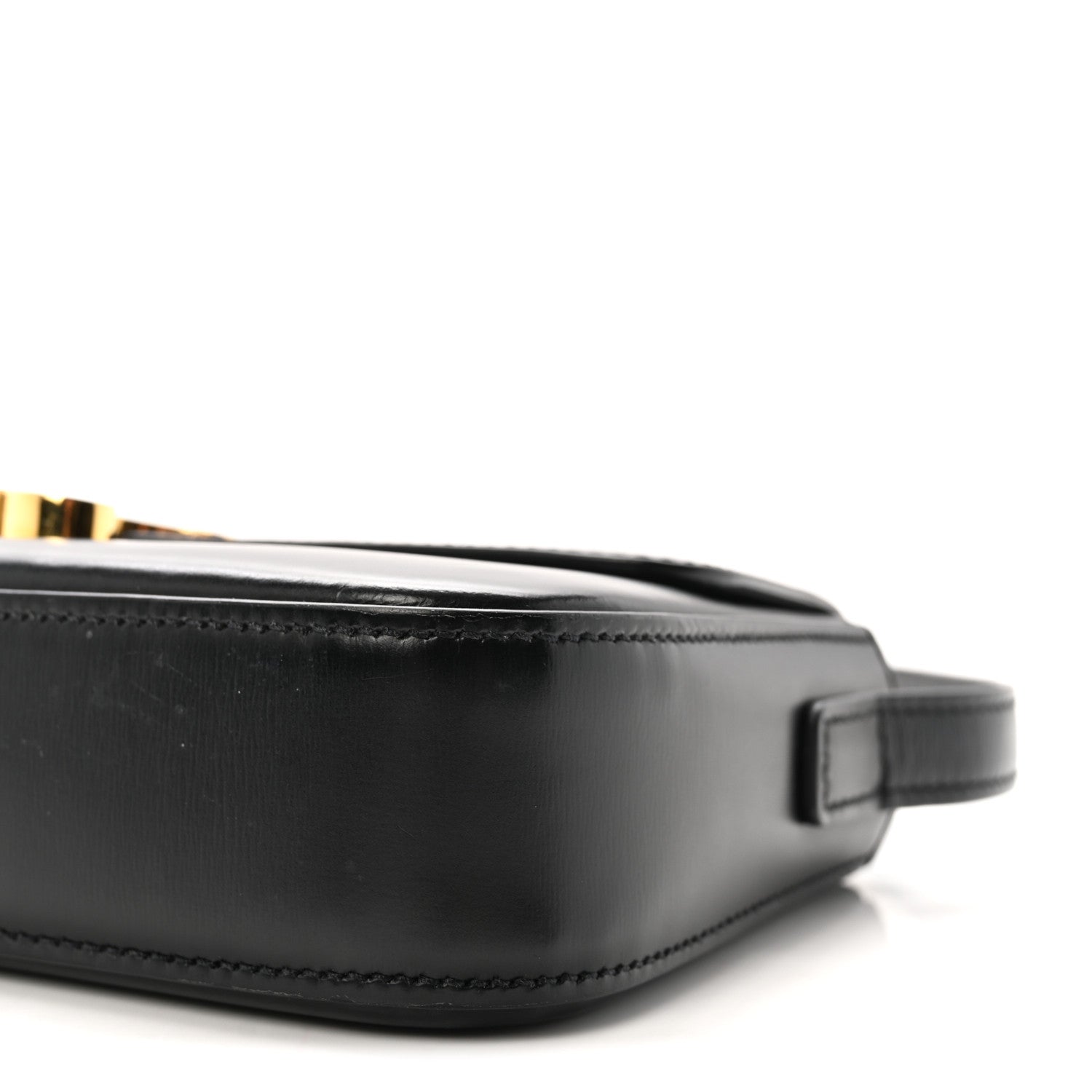 Shiny Calfskin Triomphe Shoulder Bag Black