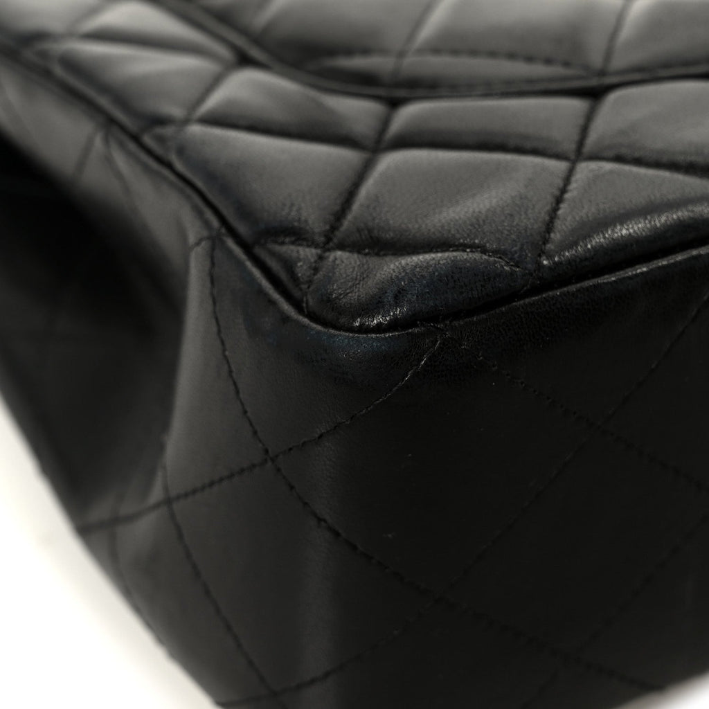 Lambskin Quilted Jumbo Single Flap Black
