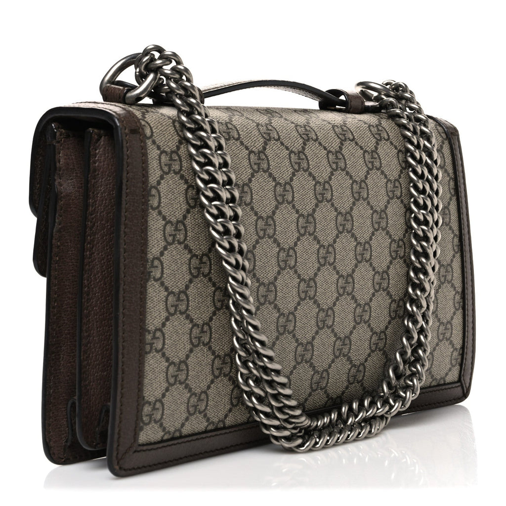 GG Supreme Monogram Textured Dollar Calfskin Top Handle Dionysus Shoulder Bag Beige Ebony New Acero