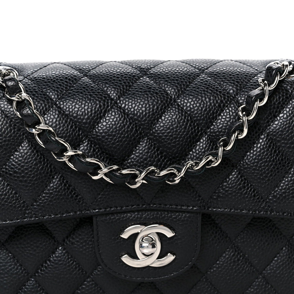 Caviar Quilted Small Double Flap Black Black