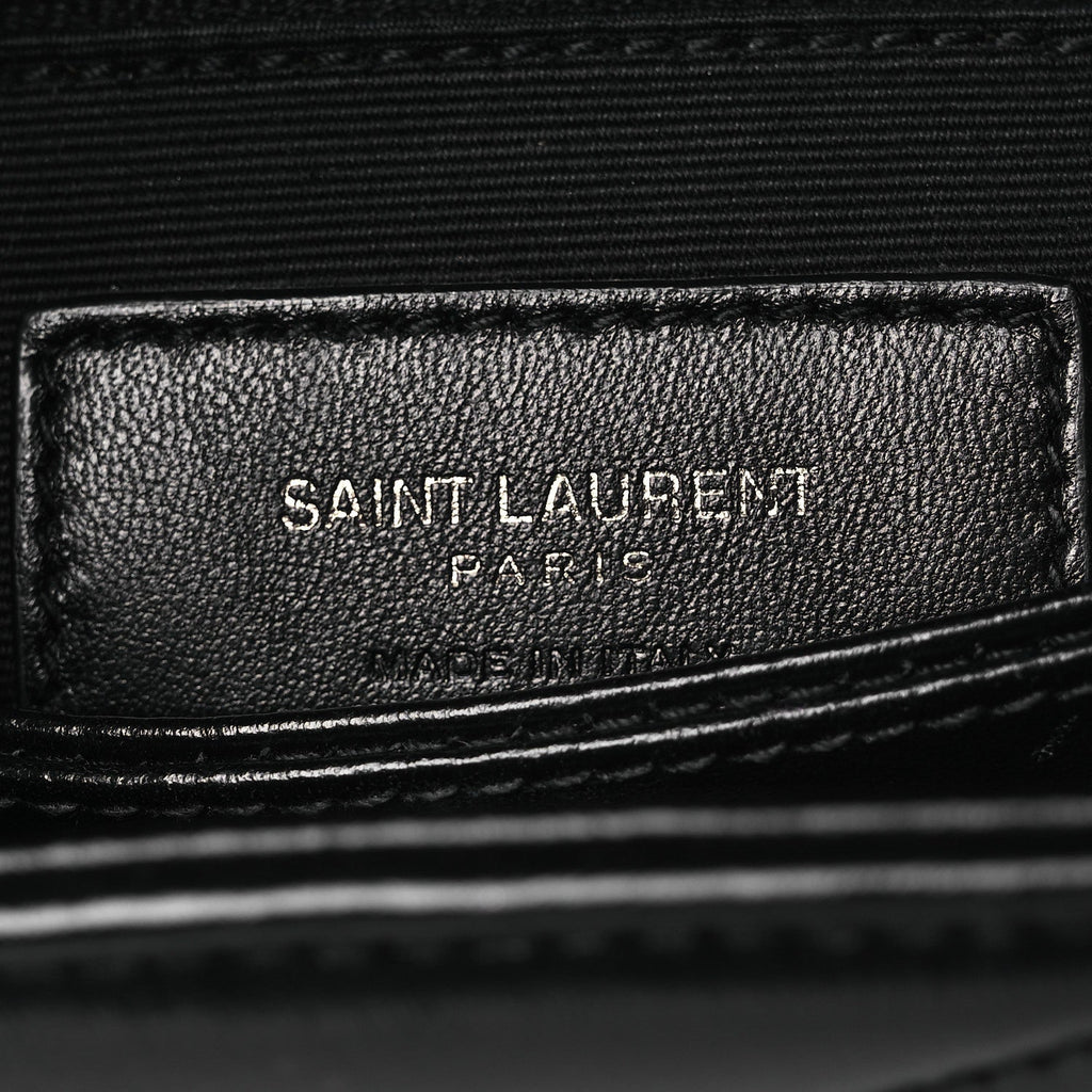 Calfskin Y Quilted Monogram Monochrome Toy Loulou Crossbody Bag Black