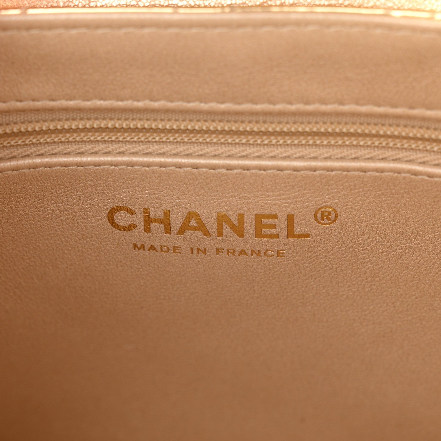 Mirror Calfskin Metallic Calfskin Quilted Nano Kelly Shopper Gold