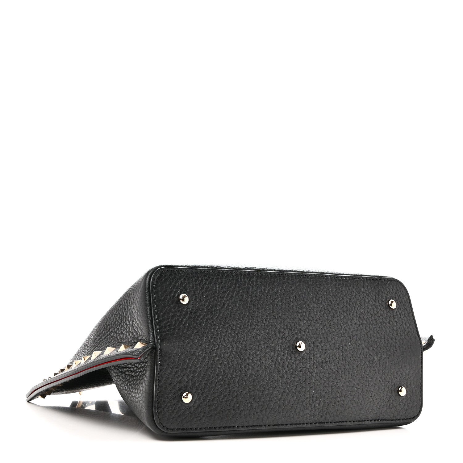 Pebbled Calfskin Small Rockstud Crossbody Tote Black