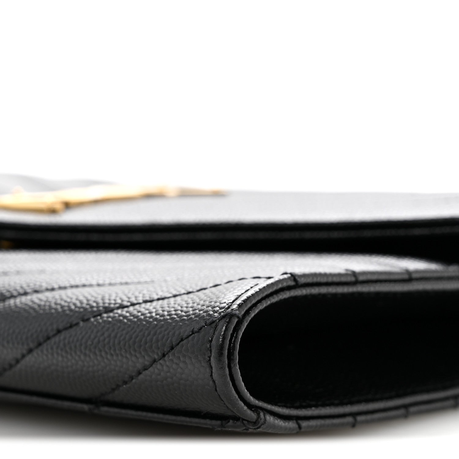 Grain De Poudre Matelasse Chevron Monogram Envelope Clutch Black