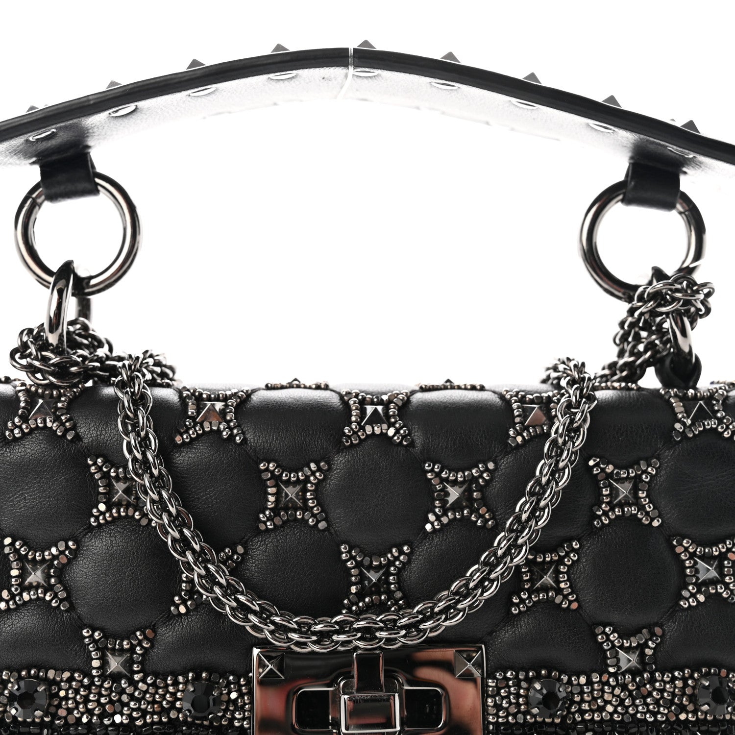 Beaded Small Rockstud Spike It Shoulder Bag Black