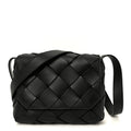 Grained Calfskin Intreccio Small Diago Crossbody Bag Black
