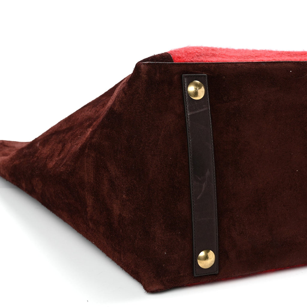 Suede Calfskin Wool Nova Check XL Shield Tote Ripple