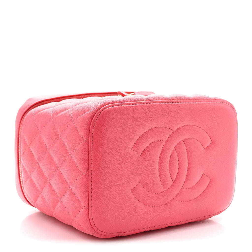 Caviar Quilted Large Vanity Pouch Pink