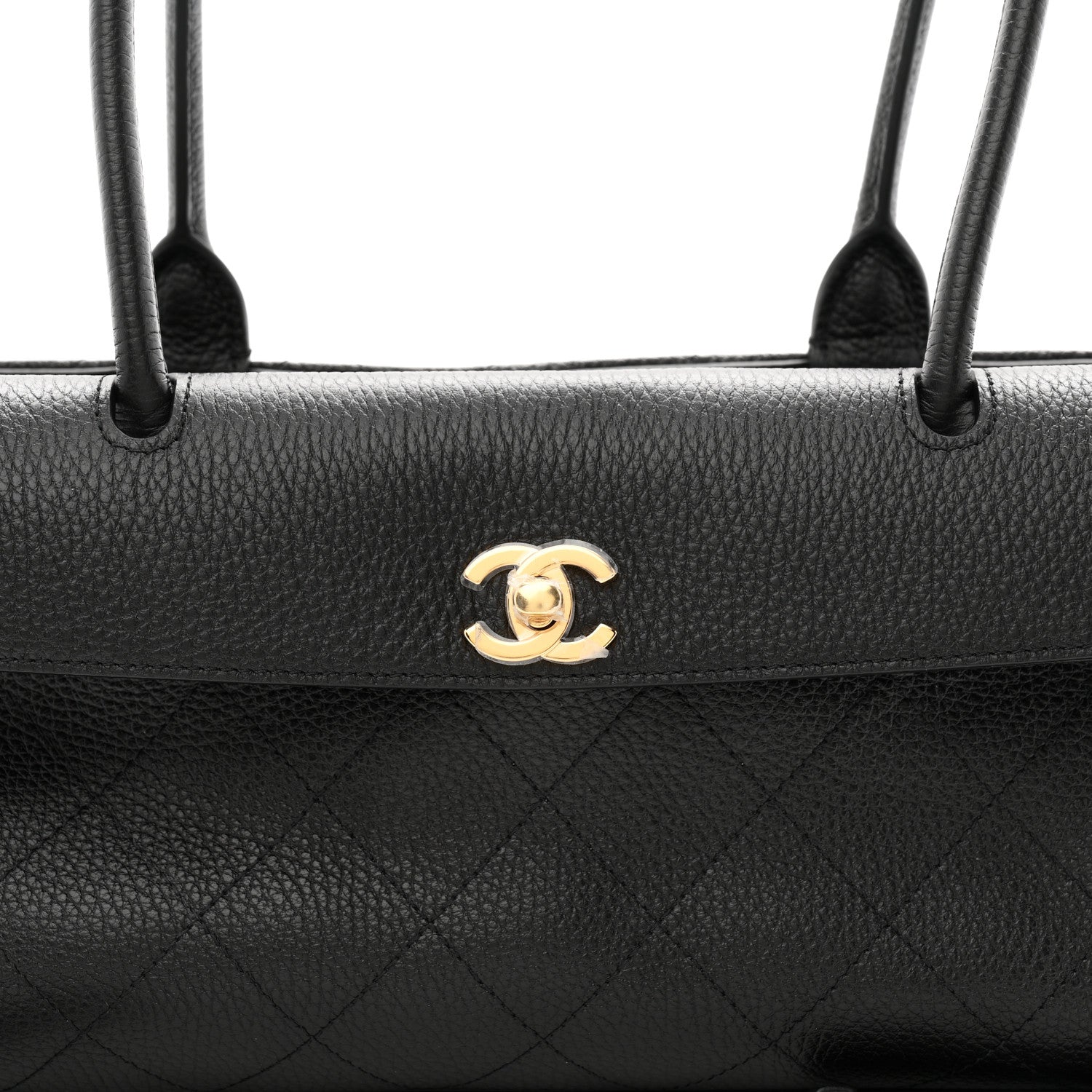 Grained Calfskin Stitched Urban Essentials Small Shopping Bag Black