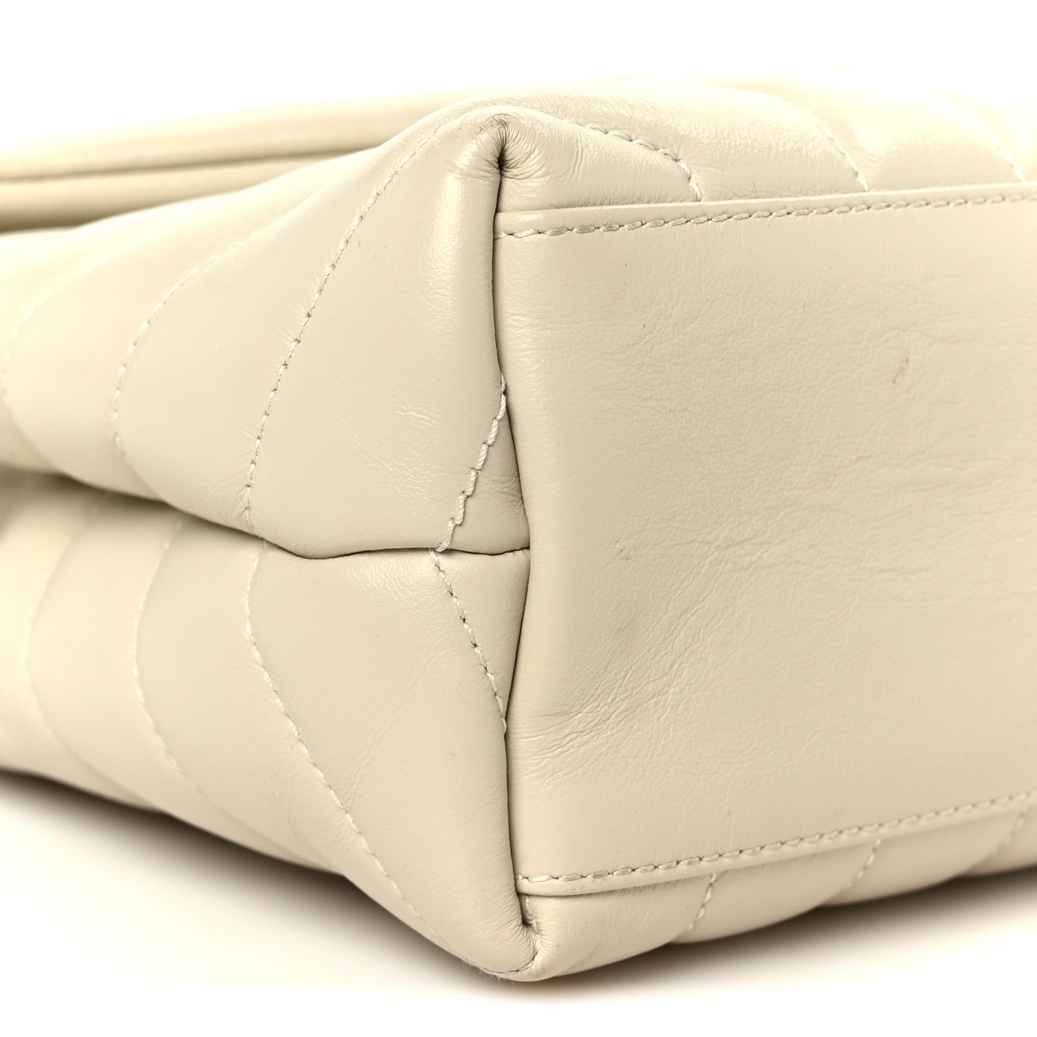 Calfskin Y Quilted Monogram Small Loulou Chain Satchel Crema Soft