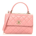 Lambskin Quilted Small Trendy CC Flap Dual Handle Bag Light Pink