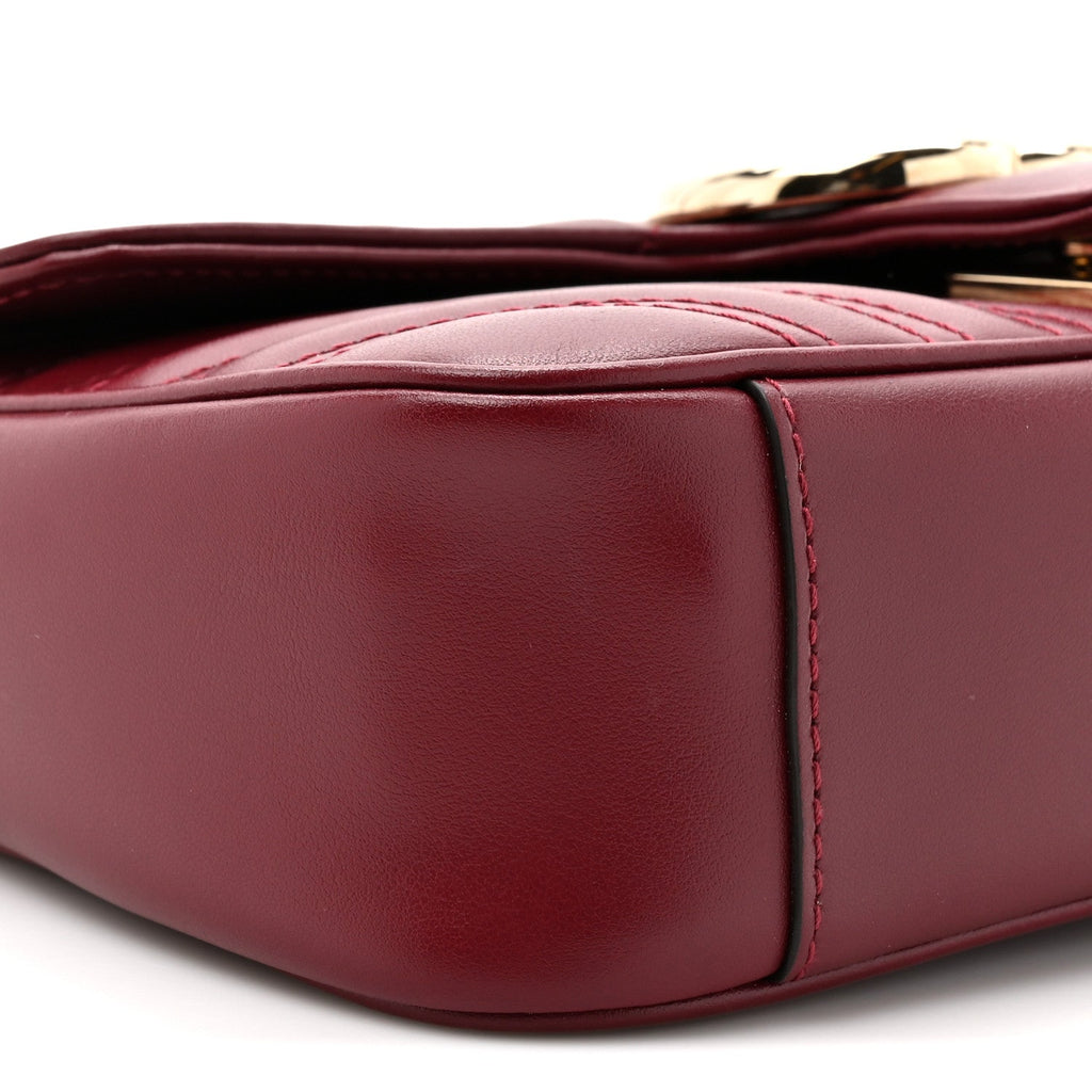 Calfskin Matelasse Mini GG Marmont Shoulder Bag Rosso Ancora
