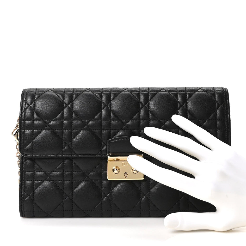 Lambskin Cannage Miss Dior Clutch Black