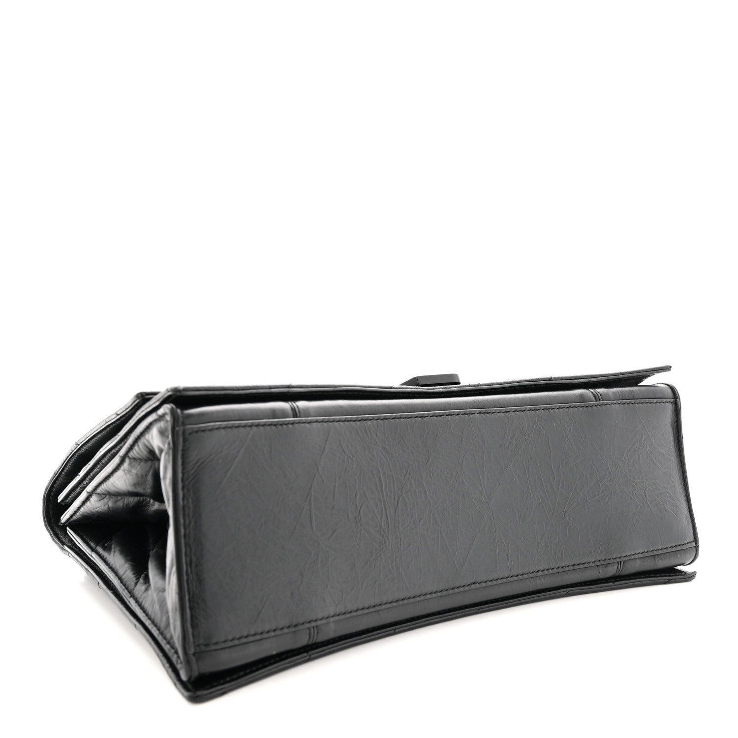 Crushed Calfskin Quilted Matte Black Hardware Medium Crush Chain Bag Black