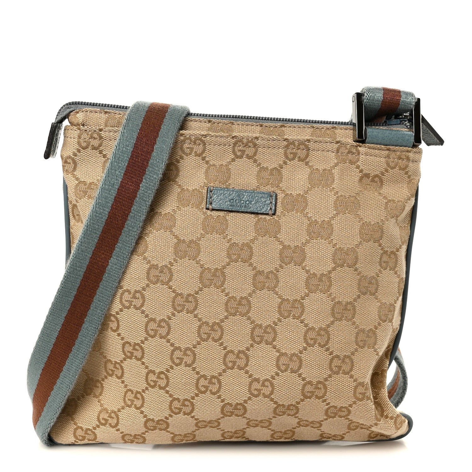 Monogram Web Small Flat Messenger Bag Blue