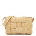 Gloss Calfskin Croc Embossed Intreccio Cassette Crossbody Bag Praline