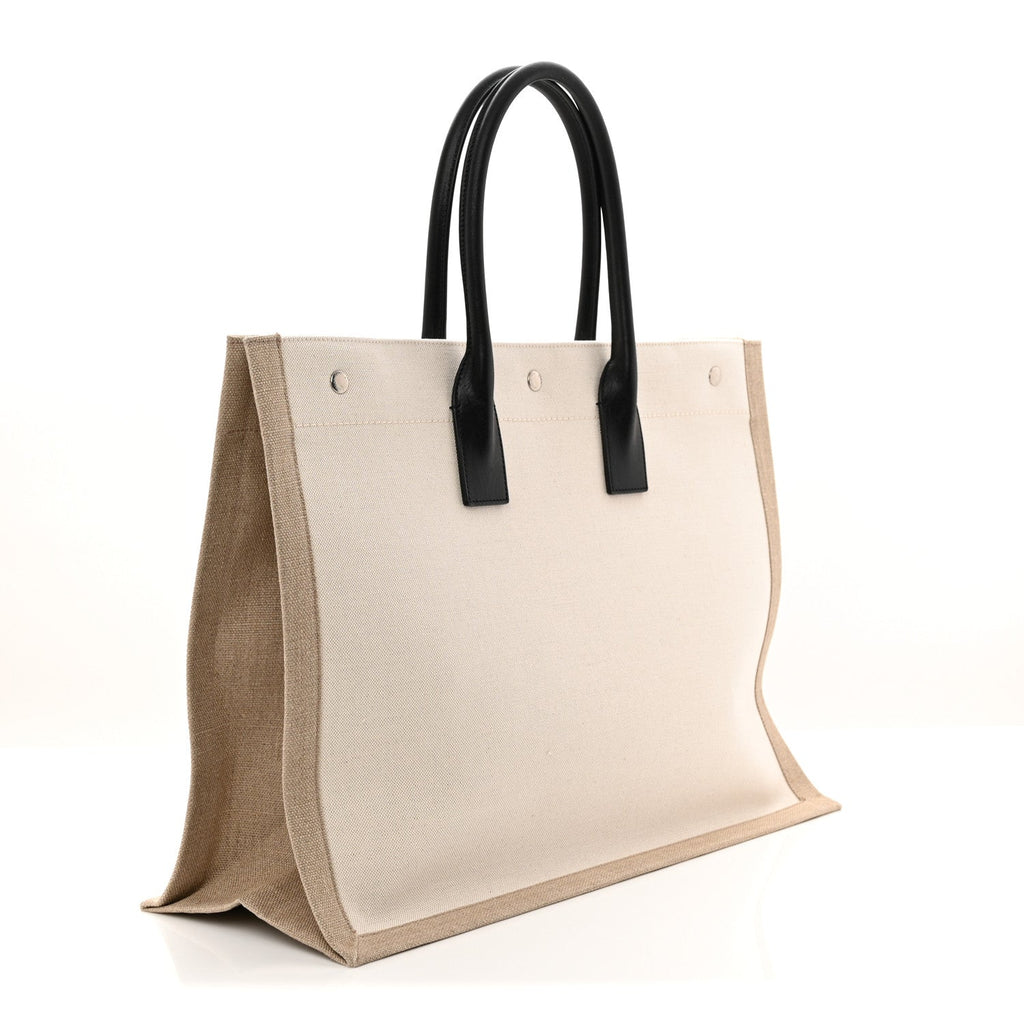 Linen Calfskin Rive Gauche Tote Optic White