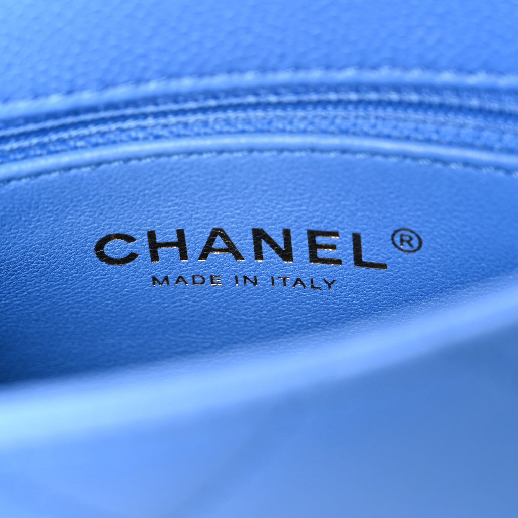 Caviar Quilted Mini Sweetheart Flap Blue