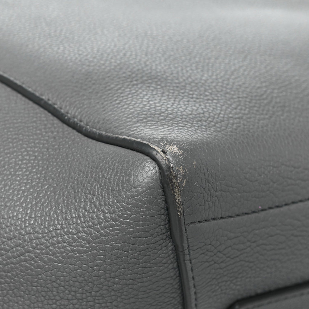 Soft Grained Calfskin Sangle Bucket Bag Grey