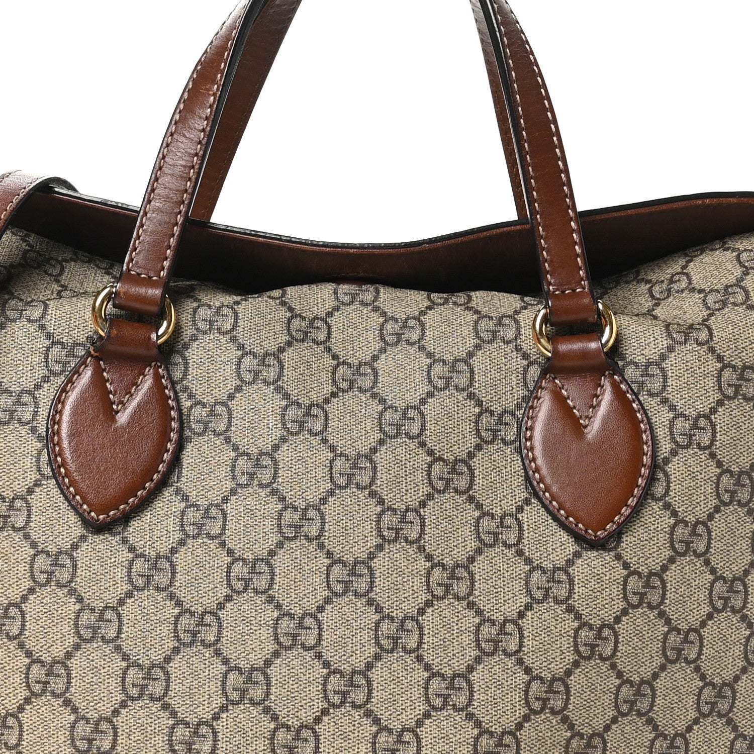 GG Supreme Monogram Linea A Foldover Tote Brown