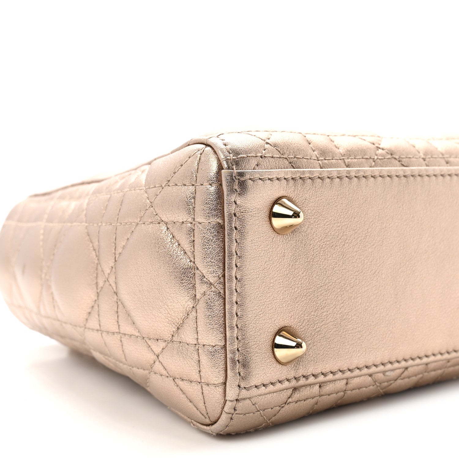 Metallic Lambskin Cannage Small My ABCDior Lady Dior Gold
