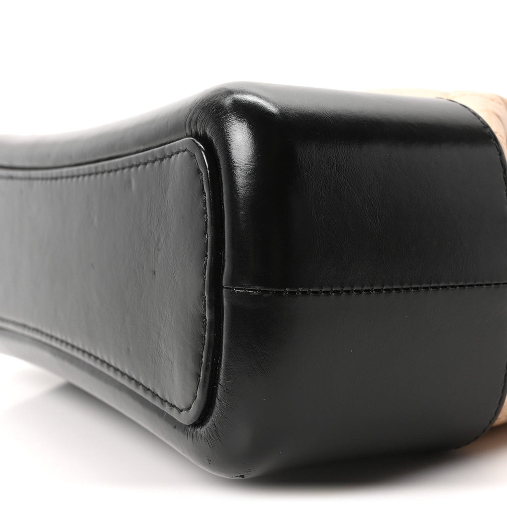 Aged Calfskin Quilted Medium Gabrielle Hobo Beige Black