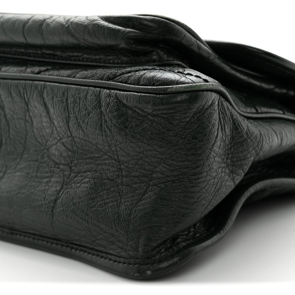 Crinkled Lambskin Matelasse Monogram Medium Niki Chain Satchel Dark Green