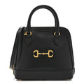 Boarded Plutone Calfskin Small Horsebit 1955 Top Handle Bag Black