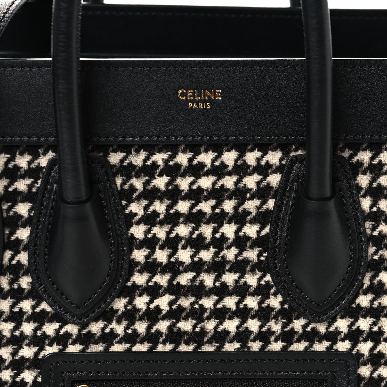 Smooth Calfskin Houndstooth Nano Luggage White Black